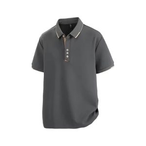 Plus Size 7XL 8XL Summer Elegant T Shirt Men Short Sleeve Turn Down Collar 95% Cotton Soft Solid Color Tops Tee Men T-shirt