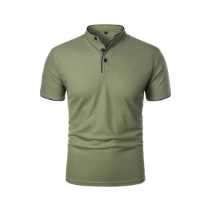 Men Businses T-shirts Casual Male Stand Collar Short Sleeve Patchwork T-shirt Tops